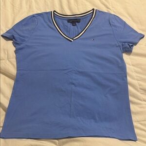 Tommy Hilfiger - Women's Sky Blue V-Neck Tee - Medium